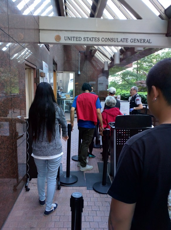 You line up outside to get checked in. Would be cold in Winter!!!